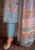 Soft Blue Embroidered Suit Set With Digital Print