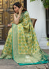 Phalgun : Rangkaat Khaddi Georgette Handloom Banarasi Saree In Shades Of Green