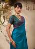 Coral Blue Woven Kanjivaram Silk Saree