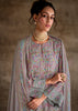 Powder Grey Embroidered Suit Set With Digital Print