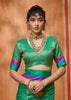 Medium Green Woven Banarasi Silk Saree