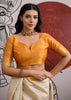 Mustard Border Ivory Woven Banarasi Silk Saree