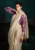 Silver Grey Designer Tissue Silk Saree With Printed Blouse