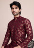 Ochre Red Sequins Embroidered Kurta Set