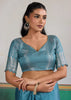 Heritage Blue Woven Satin Silk Saree