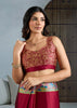 Maroon Printed Satin Silk Saree