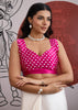 Hot Pink Printed Satin Silk Saree
