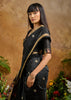 Midnight Black Woven Banarasi Silk Saree