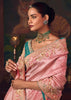 Ruby Pink Woven Embroidered Saree