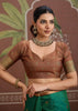 Hunter Green Woven Tussar Silk Saree
