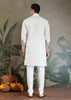 White Sequence Embroidered Cotton Kurta With Dupatta