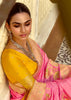 Bloom Pink Woven Banarasi Designer Silk Saree With Contrast Blouse