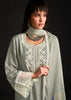 Silver Grey Embroidered Suit Set With Digital Print