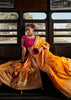 "Exclusive Offer" : Zinnia Orange Woven Embroidered Banarasi Silk Saree
