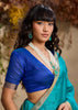 Peacock Blue Woven Cotton Silk Saree