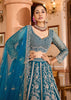 Persian Blue Embroidered Net Lehenga