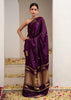 Vantara: Purple Satin Silk Banarasi Shikargah Handloom Saree