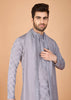 Dove Grey Sequence Kurta Set with Dupatta
