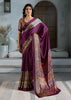 Berry Purple Printed Satin Silk Saree