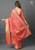 Peach punch Modern classic woven saree (6557637542081)