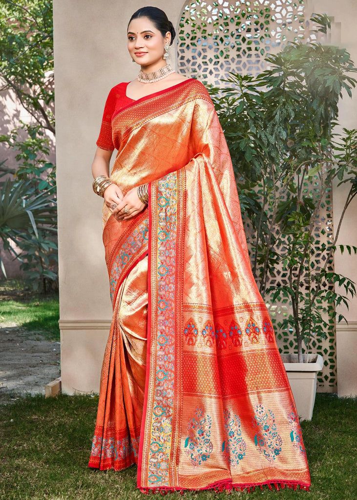 Orange Woven Kanjivaram Silk Saree