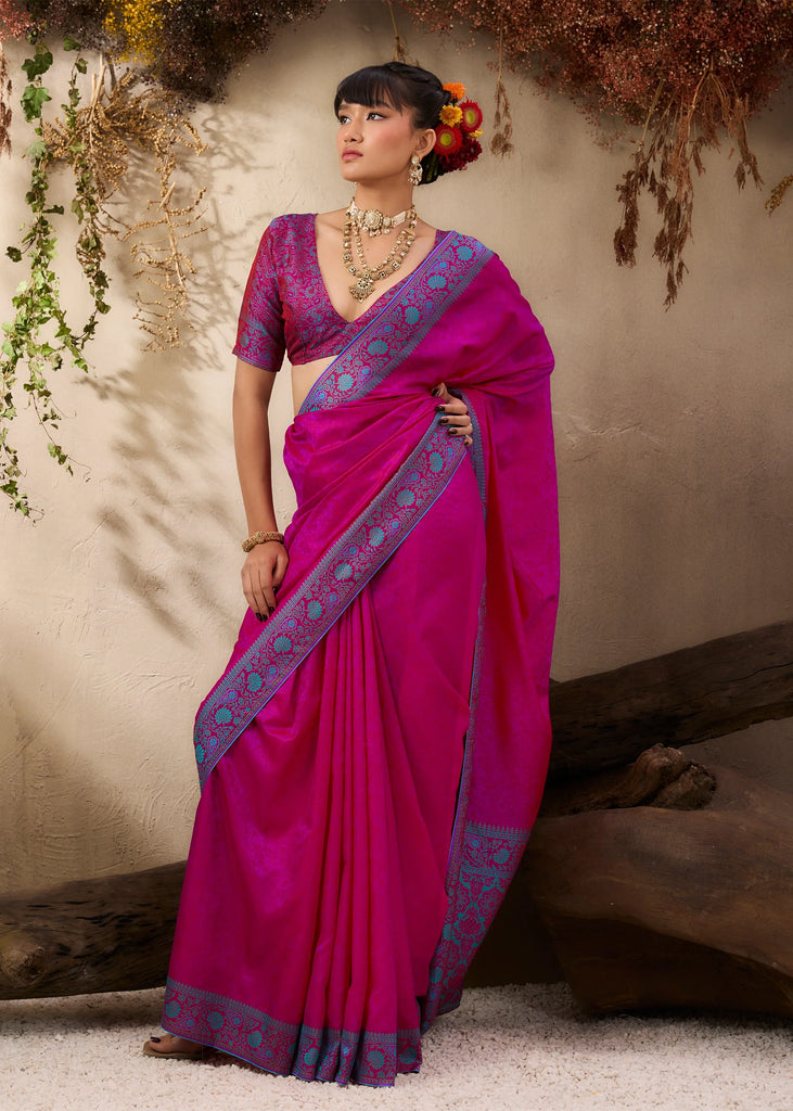 Wine Purple Woven Kanjivaram Silk Saree