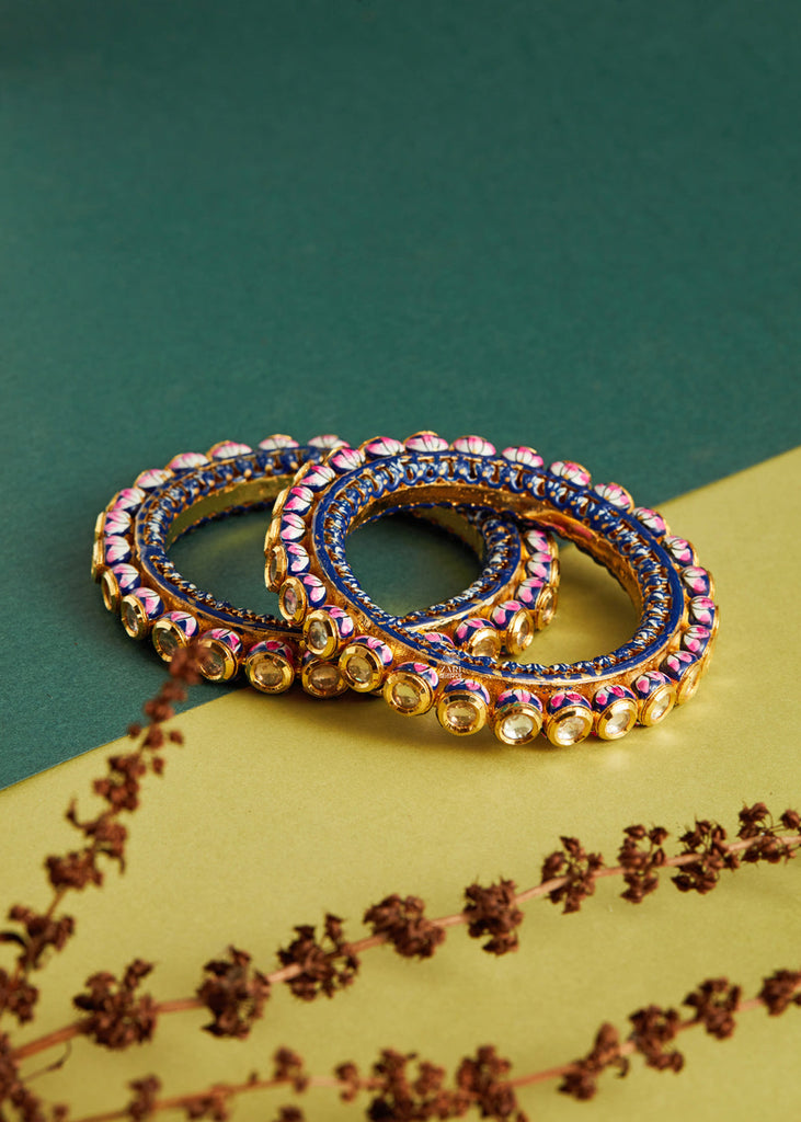 STONE STUDEDED KALAMKARI BANGLES (6964388561089)