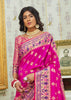 Suave Magenta Pink And Gold Woven Banarasi Saree With Abstract Motifs And Paithani Border (5763361800343)