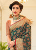 Teal Green Woven Patola fusion Banarasi Saree With Brocade Blouse (5687333388439)