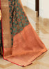 Teal Green Woven Patola fusion Banarasi Saree With Brocade Blouse (5687333388439)