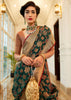 Teal Green Woven Patola fusion Banarasi Saree With Brocade Blouse (5687333388439)