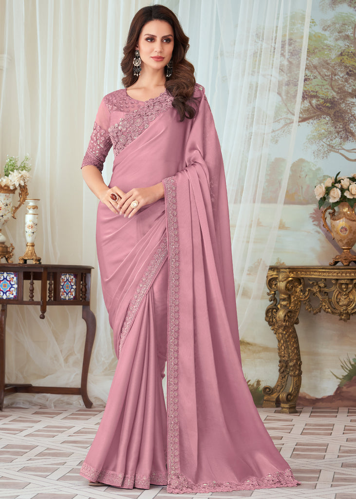 Buy pastel lavender kanchipuram silk saree with temple border