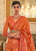 SALSA ORANGE WOVEN BANARASI TUSSAR SILK SAREE WITH BROCADE BLOUSE (6623515443393)