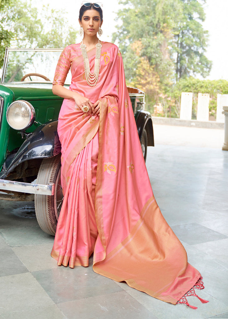 Kalki Fashion - #ForTheLoveOfSarees This ruby pink organza saree is giving  us major vintage vibes with its floral and zardozi embroidery! Teamed with  a spruce green embroidered blouse, it adds a tinge