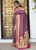 Isha:Khaddi Georgette Handloom Banarasi Saree In The Shades Of Purple