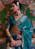 TEAL BLUE WOVEN BANARASI ORGANZA SILK SAREE