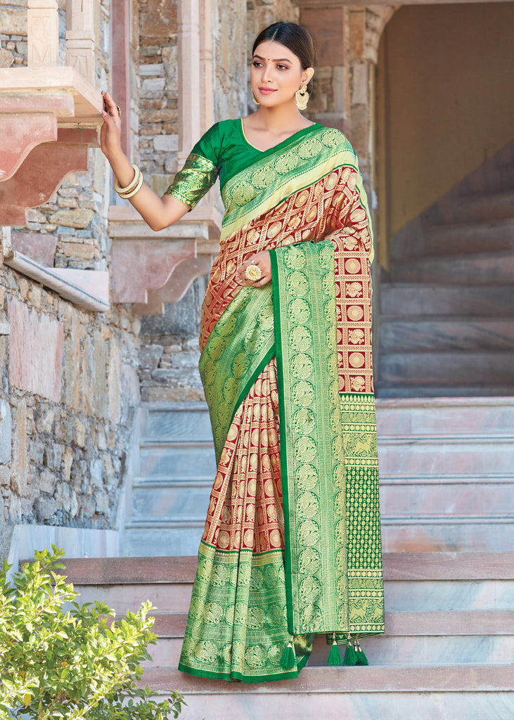 Rama Green Kanjivaram Silk Saree | Leemboodi