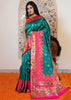 Parineeta: Teal Blue Banarasi Saree With Beautiful Paithani Border