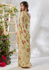 FROST BEIGE PRINTED SAREE WITH EMBROIDARY (6885525684417)