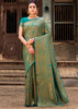 TURQUISE GREEN BRONZE ZARI WOVEN KANJIVARAM SILK SAREE