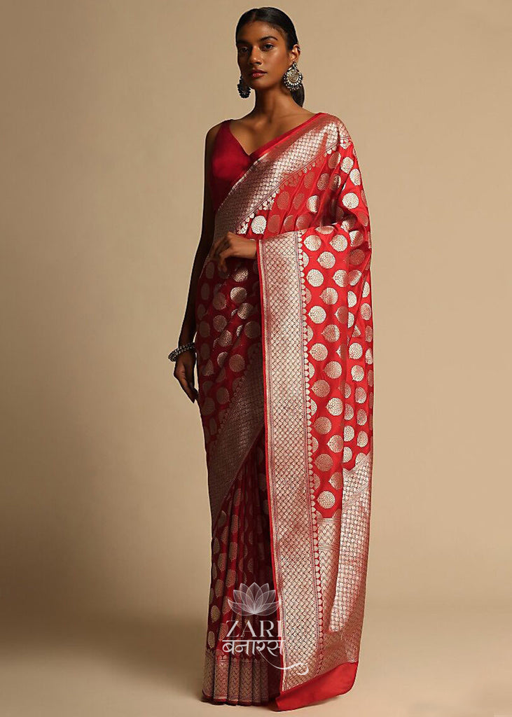 Red Bridal Banarasi Silk Saree