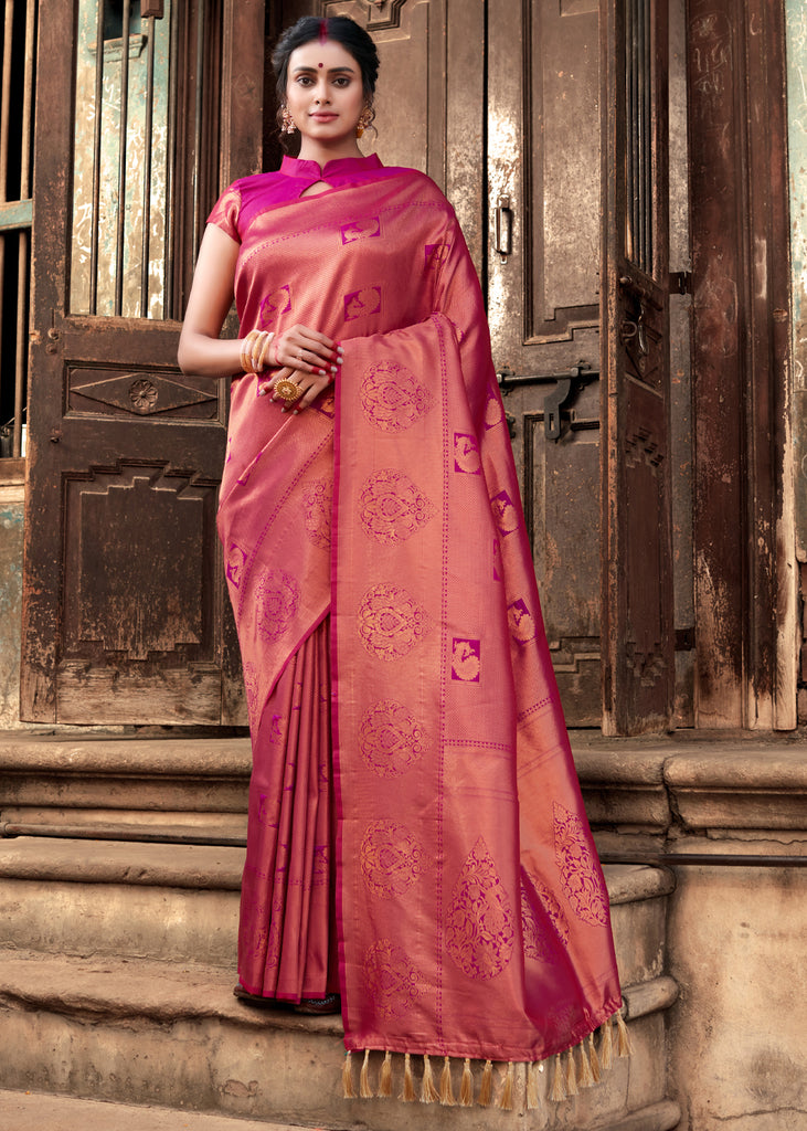 DAHLIA PURPLE BRONZE ZARI WOVEN KANJIVARAM SILK SAREE