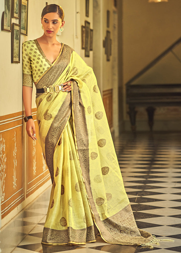 Buy 66/9XL Size Yellow Pearl Work Plus Size Sarees Online for Women in USA