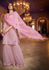 ROSE PINK HEAVY EMBROIDERED SEMI STITCHED ANARKALI SHARARA SET (6828610617537)