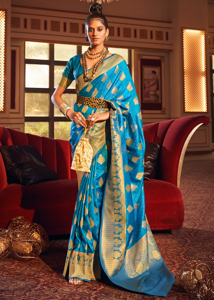 Sirisha Tatakula Turquoise Blue Silk Saree - Saree Blouse Patterns