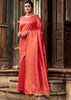 SUNSHINE RED BRONZE ZARI WOVEN KANJIVARAM SILK SAREE