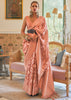 Coral Peach Woven Banarasi Tissue Silk Saree