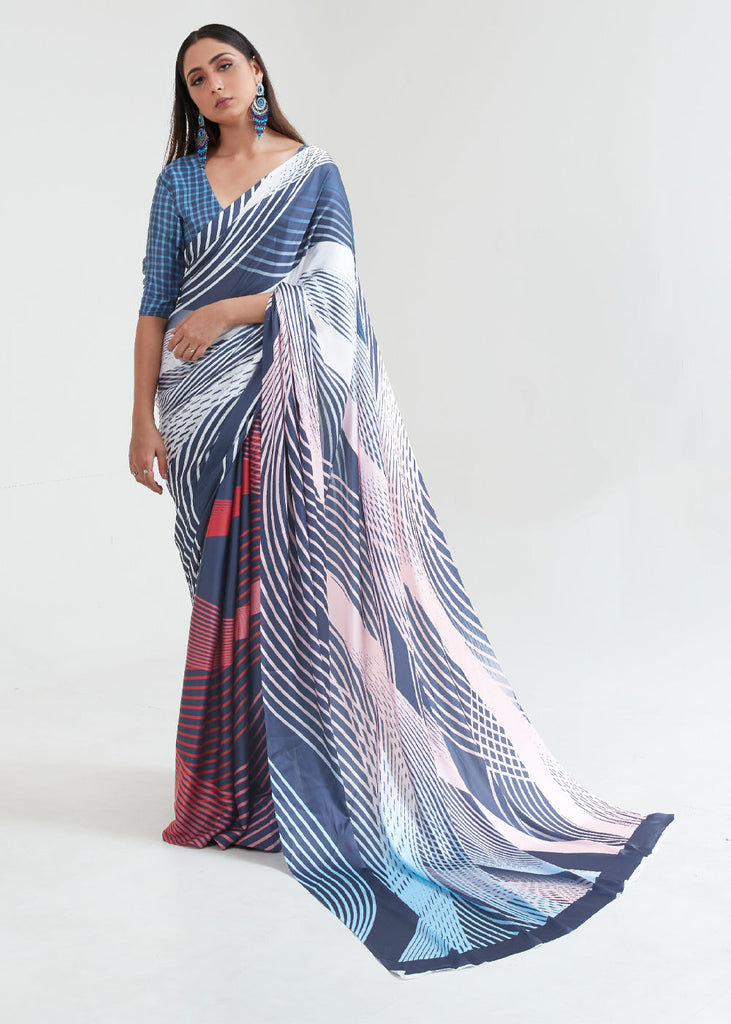 PARIS BLUE PRINT SAGA SAREE (6297934495937)