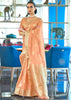 CORAL PEACH  WOVEN BANARASI ORGANZA SAREE (6651909570753)