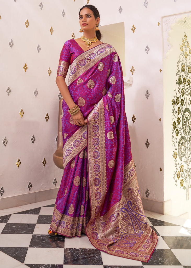 Buy NS World Women Purple Self Design Pure Silk Sarees Online at Best  Prices in India - JioMart.